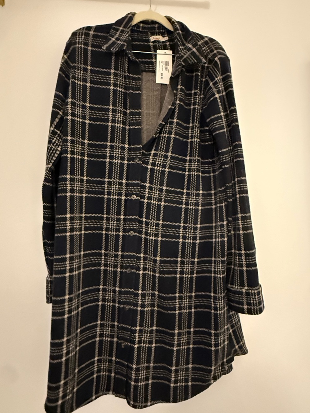 Faherty Plaid Button-Front Dress - Dark Gray & White
